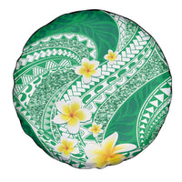 Plumeria Polynesian Green Glitter Pattern Spare Tire Cover