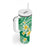 Plumeria Polynesian Green Glitter Pattern Tumbler With Handle