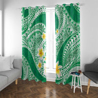 Plumeria Polynesian Green Glitter Pattern Window Curtain