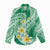 Plumeria Polynesian Green Glitter Pattern Women Casual Shirt