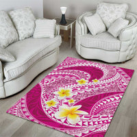 Plumeria Polynesian Pink Glitter Pattern Area Rug