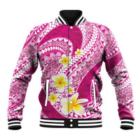 Plumeria Polynesian Pink Glitter Pattern Baseball Jacket