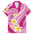 Plumeria Polynesian Pink Glitter Pattern Family Matching Mermaid Dress and Hawaiian Shirt