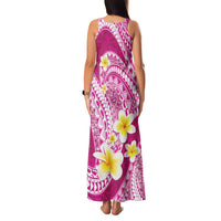 Plumeria Polynesian Pink Glitter Pattern Family Matching Tank Maxi Dress and Hawaiian Shirt