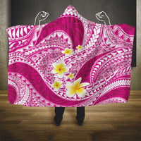 Plumeria Polynesian Pink Glitter Pattern Hooded Blanket