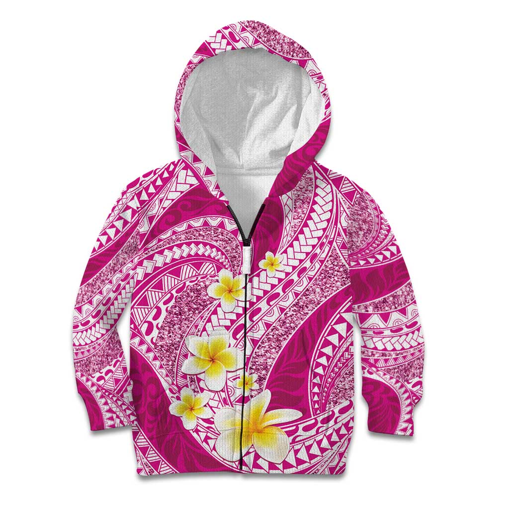 Plumeria Polynesian Pink Glitter Pattern Kid Hoodie