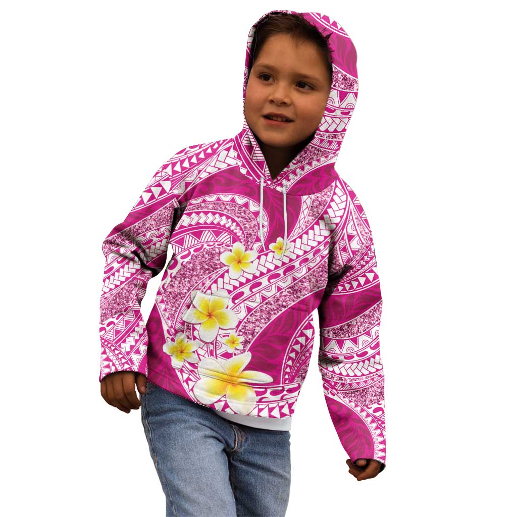 Plumeria Polynesian Pink Glitter Pattern Kid Hoodie
