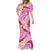 Plumeria Polynesian Pink Glitter Pattern Mermaid Dress