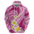 Plumeria Polynesian Pink Glitter Pattern Zip Hoodie
