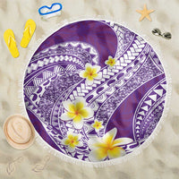 Plumeria Polynesian Purple Glitter Pattern Beach Blanket