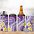Plumeria Polynesian Purple Glitter Pattern 4 in 1 Can Cooler Tumbler