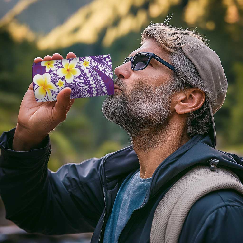 Plumeria Polynesian Purple Glitter Pattern 4 in 1 Can Cooler Tumbler