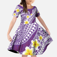 Plumeria Polynesian Purple Glitter Pattern Family Matching Mermaid Dress and Hawaiian Shirt