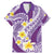 Plumeria Polynesian Purple Glitter Pattern Family Matching Mermaid Dress and Hawaiian Shirt