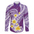 Plumeria Polynesian Purple Glitter Pattern Family Matching Mermaid Dress and Hawaiian Shirt