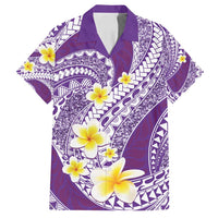 Plumeria Polynesian Purple Glitter Pattern Family Matching Summer Maxi Dress and Hawaiian Shirt