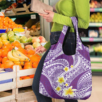 Plumeria Polynesian Purple Glitter Pattern Grocery Bag