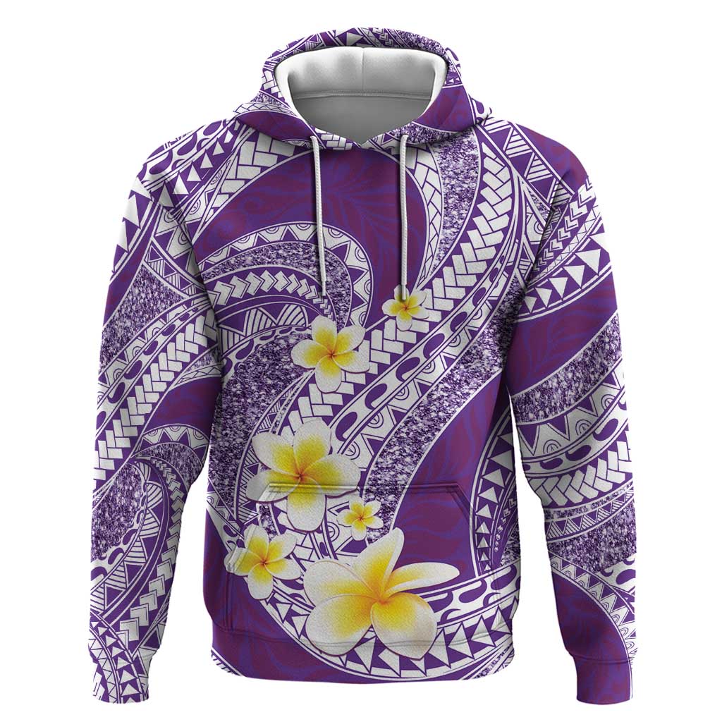 Plumeria Polynesian Purple Glitter Pattern Hoodie