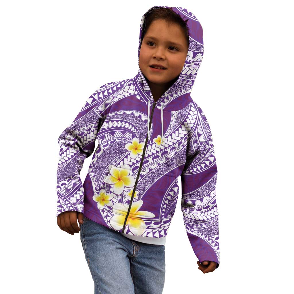 Plumeria Polynesian Purple Glitter Pattern Kid Hoodie