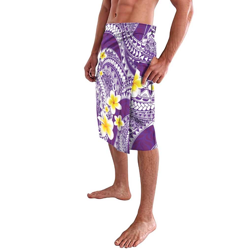 Plumeria Polynesian Purple Glitter Pattern Lavalava