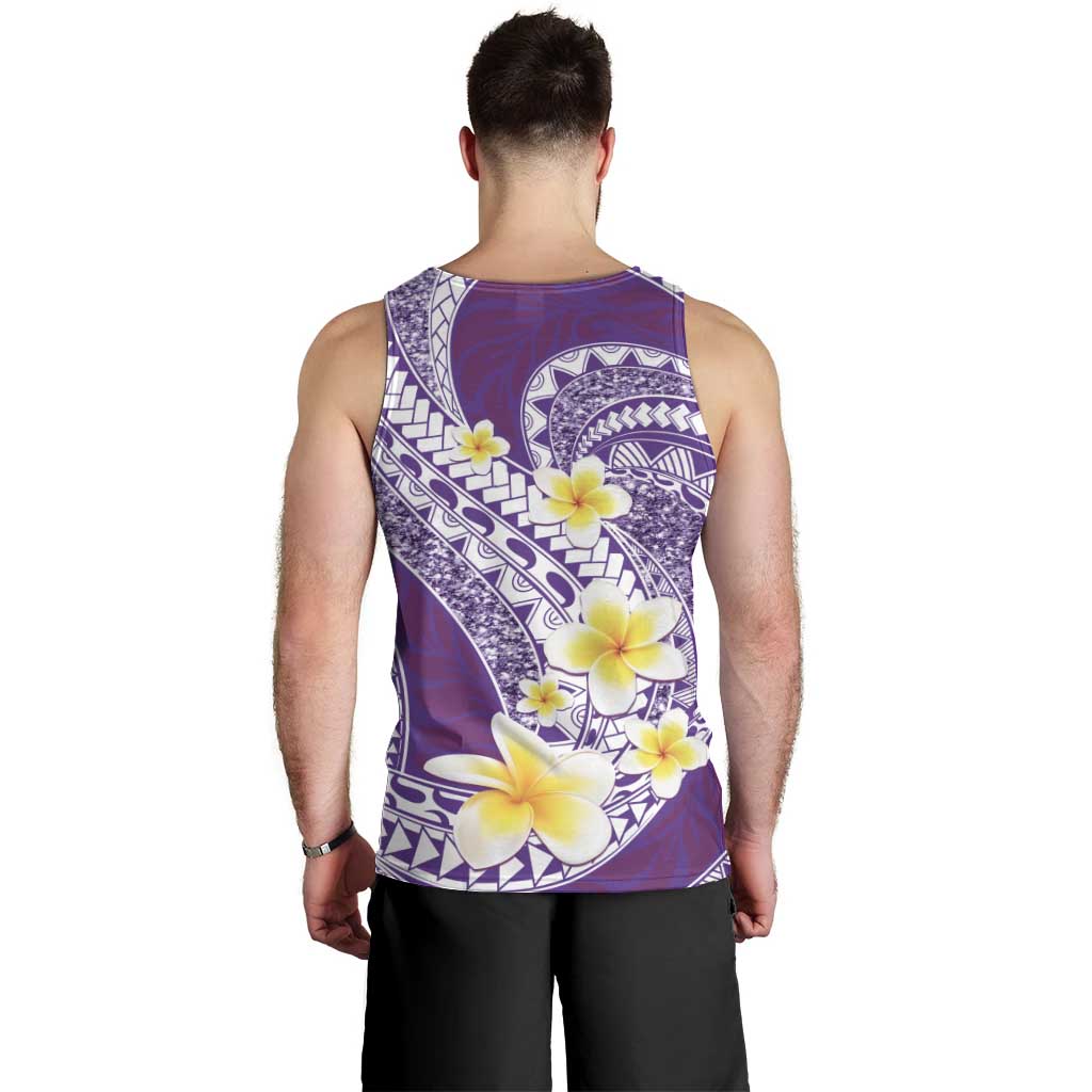 Plumeria Polynesian Purple Glitter Pattern Men Tank Top