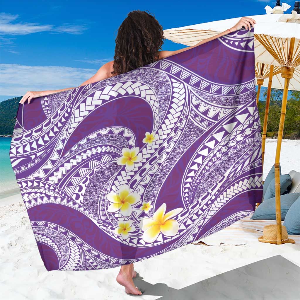 Plumeria Polynesian Purple Glitter Pattern Sarong