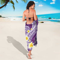 Plumeria Polynesian Purple Glitter Pattern Sarong