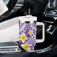 Plumeria Polynesian Purple Glitter Pattern Tumbler With Handle