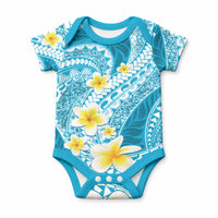Plumeria Polynesian Sky Blue Glitter Pattern Baby Onesie LT01 Sky Blue - Polynesian Pride