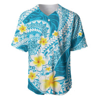 Plumeria Polynesian Sky Blue Glitter Pattern Baseball Jersey