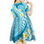 Plumeria Polynesian Sky Blue Glitter Pattern Kid Short Sleeve Dress