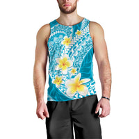 Plumeria Polynesian Sky Blue Glitter Pattern Men Tank Top