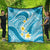Plumeria Polynesian Sky Blue Glitter Pattern Quilt