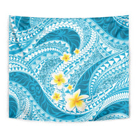 Plumeria Polynesian Sky Blue Glitter Pattern Tapestry