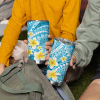 Plumeria Polynesian Sky Blue Glitter Pattern Tumbler Cup