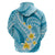Plumeria Polynesian Sky Blue Glitter Pattern Zip Hoodie