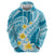 Plumeria Polynesian Sky Blue Glitter Pattern Zip Hoodie