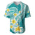 Plumeria Polynesian Teal Glitter Pattern Baseball Jersey