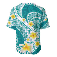 Plumeria Polynesian Teal Glitter Pattern Baseball Jersey