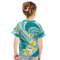 Plumeria Polynesian Teal Glitter Pattern Kid T Shirt