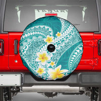 Plumeria Polynesian Teal Glitter Pattern Spare Tire Cover