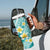 Plumeria Polynesian Teal Glitter Pattern Tumbler With Handle