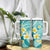 Plumeria Polynesian Teal Glitter Pattern Tumbler With Handle
