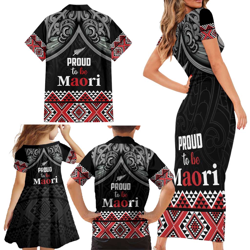 Aotearoa Toitu Te Tiriti Waitangi Family Matching Short Sleeve Bodycon Dress and Hawaiian Shirt Proud To Be Maori