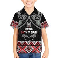 Aotearoa Toitu Te Tiriti Waitangi Family Matching Short Sleeve Bodycon Dress and Hawaiian Shirt Proud To Be Maori