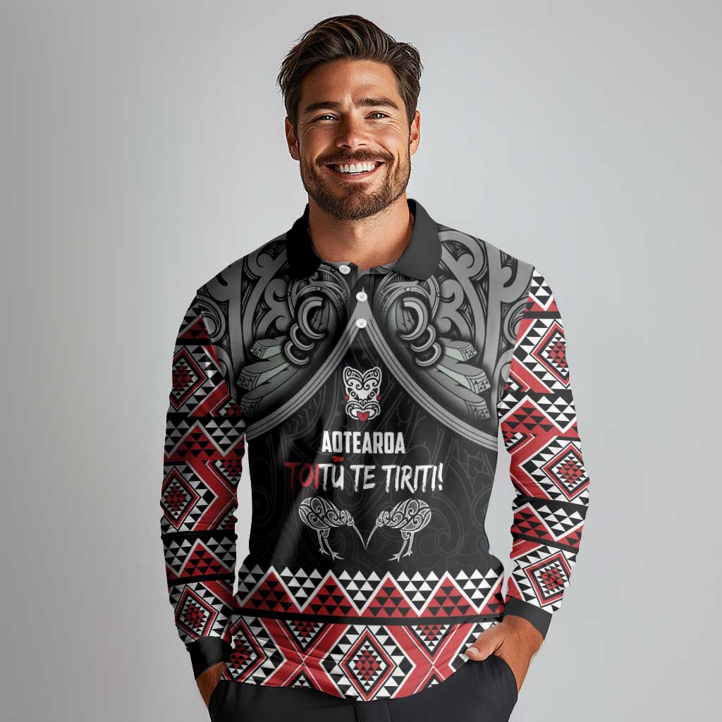 Aotearoa Toitu Te Tiriti Waitangi Long Sleeve Polo Shirt Proud To Be Maori