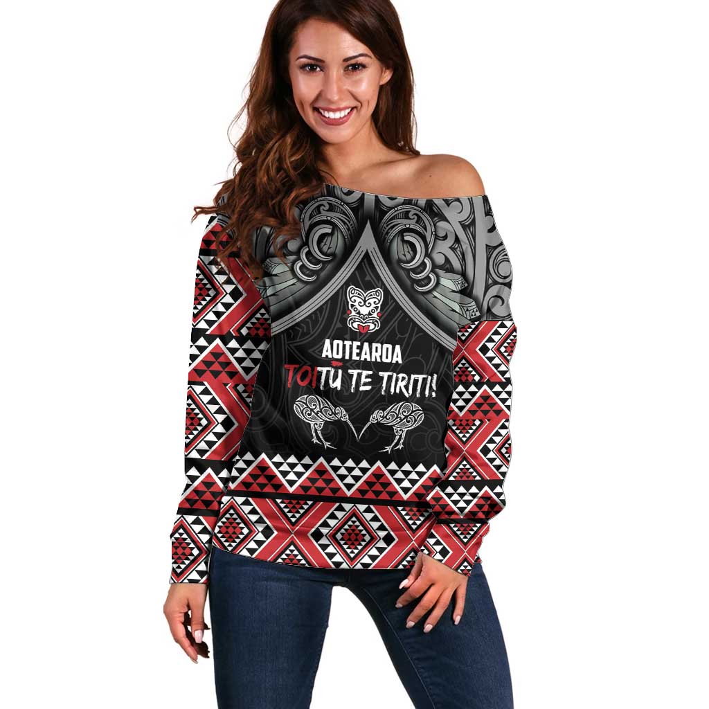 Aotearoa Toitu Te Tiriti Waitangi Off Shoulder Sweater Proud To Be Maori