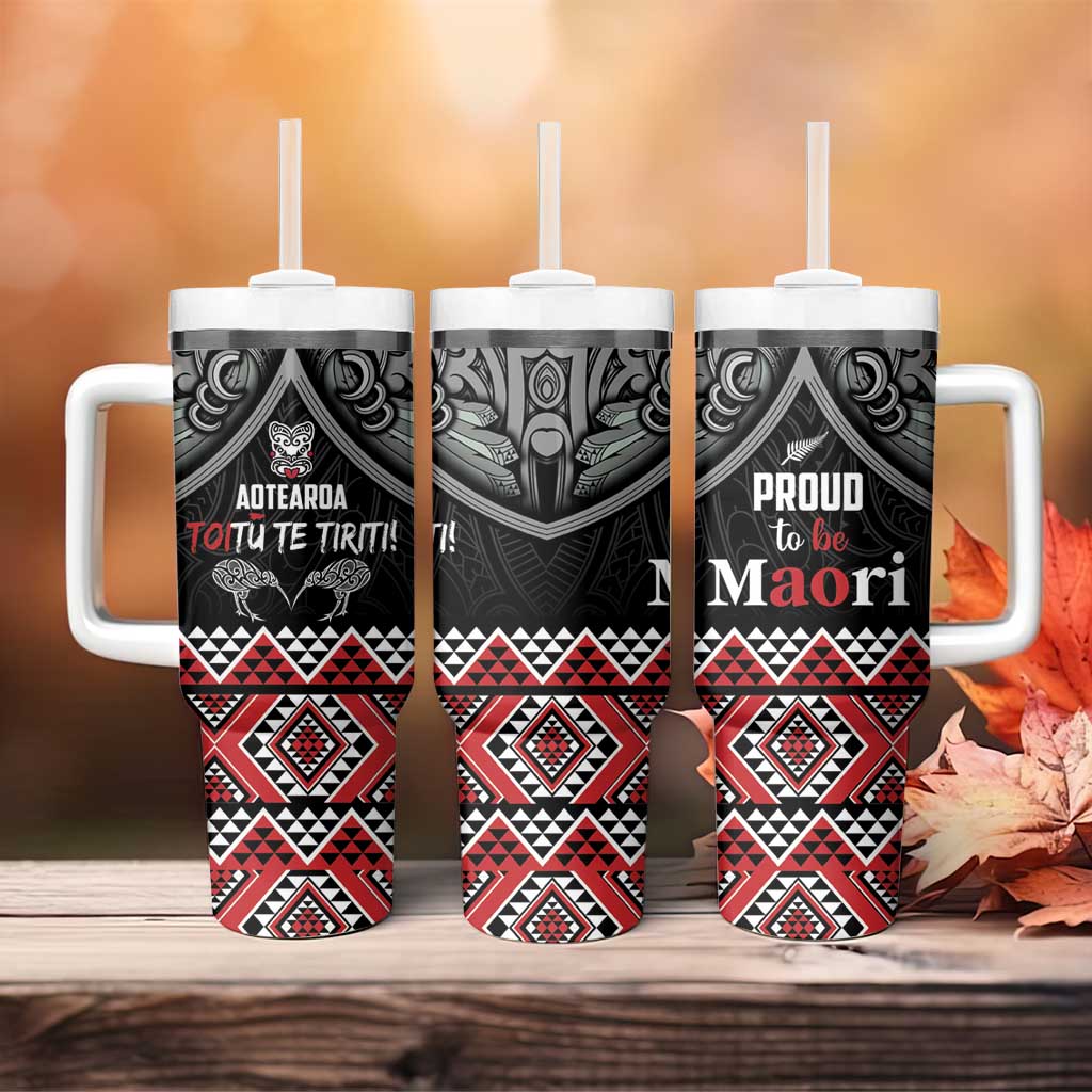 Aotearoa Toitu Te Tiriti Waitangi Tumbler With Handle Proud To Be Maori