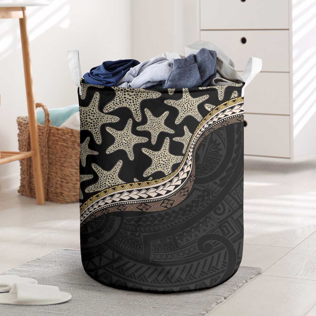 Beige Polynesian Starfish Unique Pattern Laundry Basket