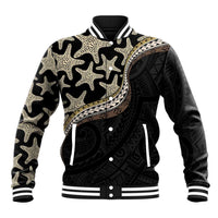 Beige Polynesian Starfish Unique Pattern Baseball Jacket